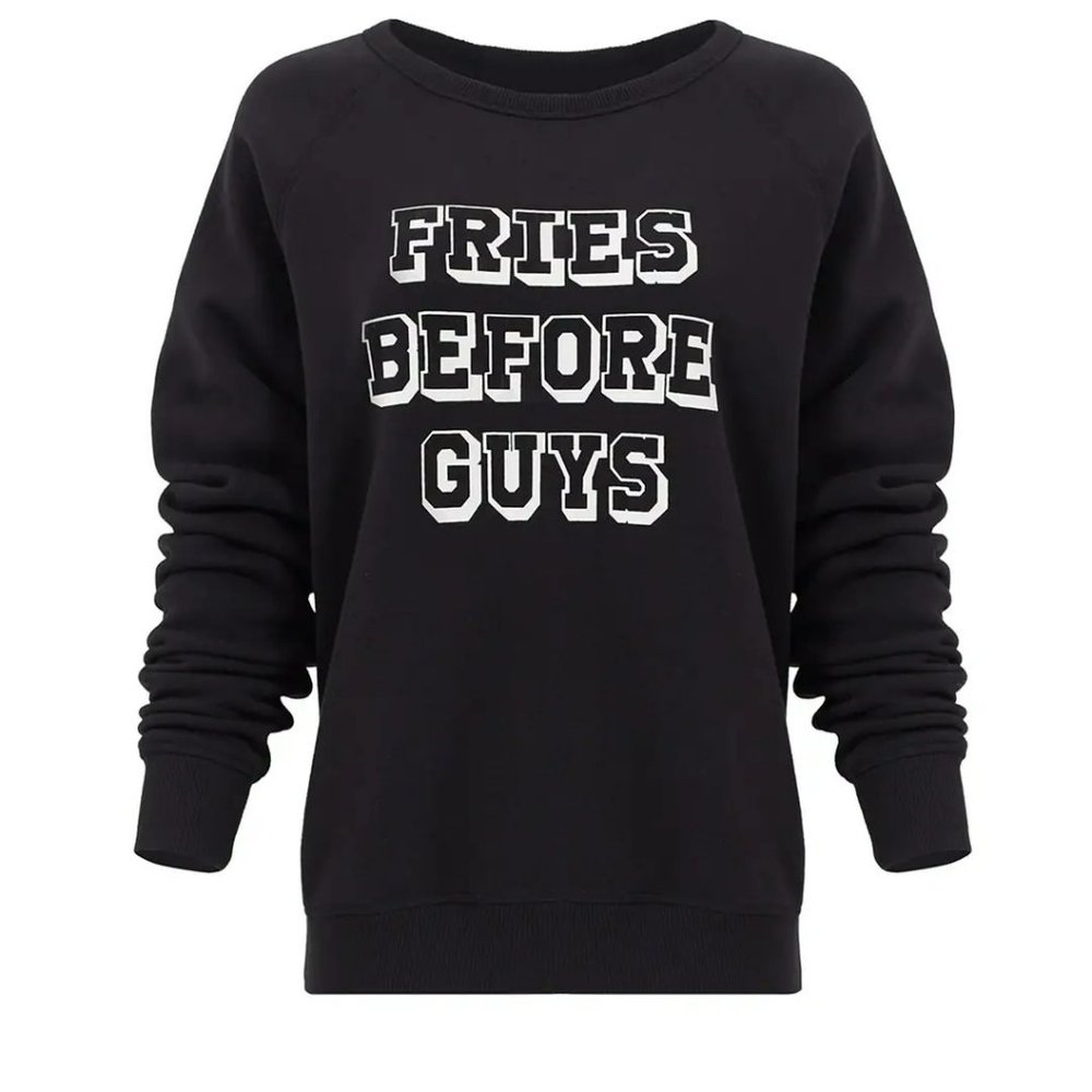 Rebecca Minkoff Black Graham Fries Before Guys Sweatshirt Medium